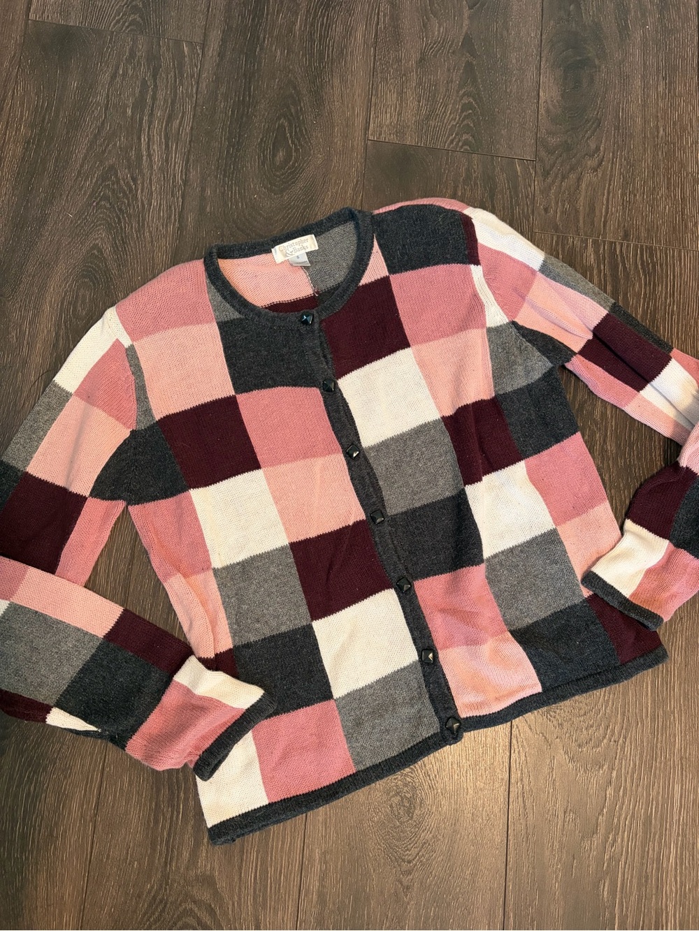 Christopher & Banks Checked Button Knit Cardigan Vtg Cottagecore